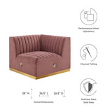 Modway Furniture Conjure Channel Tufted Performance Velvet Right Corner Chair XRXT Gold Dusty Rose EEI-5506-GLD-DUS