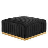 Modway Furniture Conjure Channel Tufted Performance Velvet Ottoman XRXT Gold Black EEI-5507-GLD-BLK