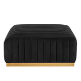 Modway Furniture Conjure Channel Tufted Performance Velvet Ottoman XRXT Gold Black EEI-5507-GLD-BLK