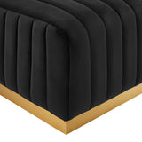 Modway Furniture Conjure Channel Tufted Performance Velvet Ottoman XRXT Gold Black EEI-5507-GLD-BLK