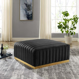 Modway Furniture Conjure Channel Tufted Performance Velvet Ottoman XRXT Gold Black EEI-5507-GLD-BLK