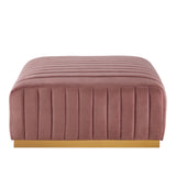 Modway Furniture Conjure Channel Tufted Performance Velvet Ottoman XRXT Gold Dusty Rose EEI-5507-GLD-DUS