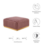 Modway Furniture Conjure Channel Tufted Performance Velvet Ottoman XRXT Gold Dusty Rose EEI-5507-GLD-DUS