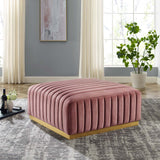 Modway Furniture Conjure Channel Tufted Performance Velvet Ottoman XRXT Gold Dusty Rose EEI-5507-GLD-DUS