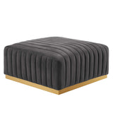 Modway Furniture Conjure Channel Tufted Performance Velvet Ottoman XRXT Gold Gray EEI-5507-GLD-GRY