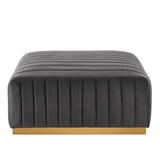 Modway Furniture Conjure Channel Tufted Performance Velvet Ottoman XRXT Gold Gray EEI-5507-GLD-GRY