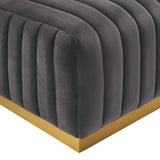 Modway Furniture Conjure Channel Tufted Performance Velvet Ottoman XRXT Gold Gray EEI-5507-GLD-GRY