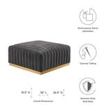 Modway Furniture Conjure Channel Tufted Performance Velvet Ottoman XRXT Gold Gray EEI-5507-GLD-GRY