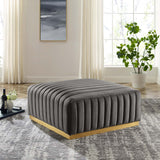 Modway Furniture Conjure Channel Tufted Performance Velvet Ottoman XRXT Gold Gray EEI-5507-GLD-GRY