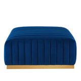 Modway Furniture Conjure Channel Tufted Performance Velvet Ottoman XRXT Gold Navy EEI-5507-GLD-NAV