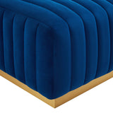 Modway Furniture Conjure Channel Tufted Performance Velvet Ottoman XRXT Gold Navy EEI-5507-GLD-NAV