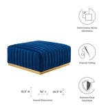 Modway Furniture Conjure Channel Tufted Performance Velvet Ottoman XRXT Gold Navy EEI-5507-GLD-NAV