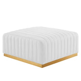 Modway Furniture Conjure Channel Tufted Performance Velvet Ottoman XRXT Gold White EEI-5507-GLD-WHI