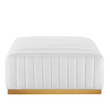 Modway Furniture Conjure Channel Tufted Performance Velvet Ottoman XRXT Gold White EEI-5507-GLD-WHI