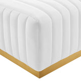 Modway Furniture Conjure Channel Tufted Performance Velvet Ottoman XRXT Gold White EEI-5507-GLD-WHI