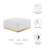 Modway Furniture Conjure Channel Tufted Performance Velvet Ottoman XRXT Gold White EEI-5507-GLD-WHI