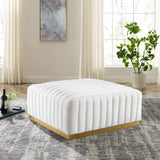 Modway Furniture Conjure Channel Tufted Performance Velvet Ottoman XRXT Gold White EEI-5507-GLD-WHI