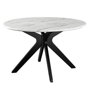 Traverse 50" Round Performance Artificial Marble Dining Table Black White EEI-5508-BLK-WHI