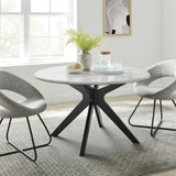 Traverse 50" Round Performance Artificial Marble Dining Table Black White EEI-5508-BLK-WHI