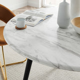 Gallant 50" Round Performance Artificial Marble Dining Table Black White EEI-5509-BLK-WHI