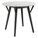 Gallant 36" Round Performance Artificial Marble Dining Table Black White EEI-5514-BLK-WHI