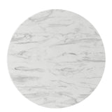 Gallant 36" Round Performance Artificial Marble Dining Table Black White EEI-5514-BLK-WHI