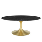 Lippa 42" Oval Artificial Marble Coffee Table Gold Black EEI-5522-GLD-BLK