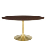 Lippa 60" Oval Wood Dining Table Gold Cherry Walnut EEI-5524-GLD-CHE