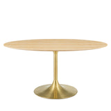 Lippa 60" Oval Wood Dining Table Gold Natural EEI-5525-GLD-NAT