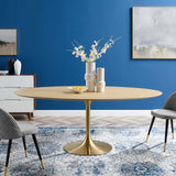 Modway Furniture Lippa 78" Oval Wood Dining Table Gold Natural EEI-5527-GLD-NAT