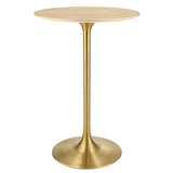 Modway Furniture Lippa 28" Wood Bar Table Gold Natural EEI-5530-GLD-NAT