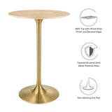 Modway Furniture Lippa 28" Wood Bar Table Gold Natural EEI-5530-GLD-NAT