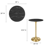 Modway Furniture Lippa 28" Artificial Marble Bar Table Gold Black EEI-5533-GLD-BLK