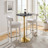 Modway Furniture Lippa 28" Artificial Marble Bar Table Gold Black EEI-5533-GLD-BLK