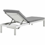 Shore Outdoor Patio Aluminum Chaise with Cushions Silver Gray EEI-5547-SLV-GRY