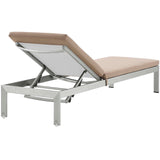 Shore Outdoor Patio Aluminum Chaise with Cushions Silver Mocha EEI-5547-SLV-MOC