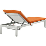 Shore Outdoor Patio Aluminum Chaise with Cushions Silver Orange EEI-5547-SLV-ORA