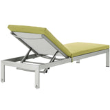 Shore Outdoor Patio Aluminum Chaise with Cushions Silver Peridot EEI-5547-SLV-PER