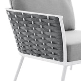 Stance Outdoor Patio Aluminum Left-Facing Armchair White Gray EEI-5565-WHI-GRY