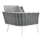 Stance Outdoor Patio Aluminum Left-Facing Armchair White Gray EEI-5565-WHI-GRY