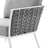 Stance Outdoor Patio Aluminum Right-Facing Armchair White Gray EEI-5566-WHI-GRY