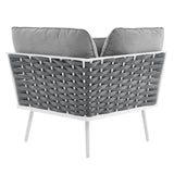 Stance Outdoor Patio Aluminum Corner Chair White Gray EEI-5567-WHI-GRY