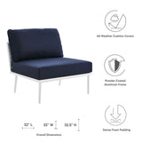 Stance Outdoor Patio Aluminum Armless Chair White Navy EEI-5568-WHI-NAV