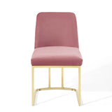 Amplify Sled Base Performance Velvet Dining Chairs - Set of 2 Gold Dusty Rose EEI-5569-GLD-DUS