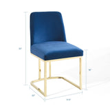 Amplify Sled Base Performance Velvet Dining Chairs - Set of 2 Gold Navy EEI-5569-GLD-NAV
