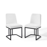 Amplify Sled Base Upholstered Fabric Dining Chairs - Set of 2 Black White EEI-5570-BLK-WHI
