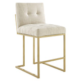 Privy Counter Stool Upholstered Fabric Set of 2 Gold Beige EEI-5571-GLD-BEI