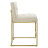 Privy Counter Stool Upholstered Fabric Set of 2 Gold Beige EEI-5571-GLD-BEI