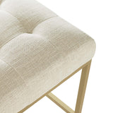 Privy Counter Stool Upholstered Fabric Set of 2 Gold Beige EEI-5571-GLD-BEI