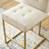 Privy Counter Stool Upholstered Fabric Set of 2 Gold Beige EEI-5571-GLD-BEI